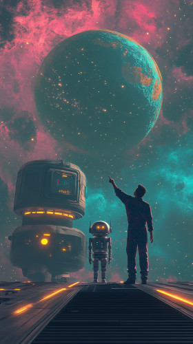 Man and Robot in Space Adventure