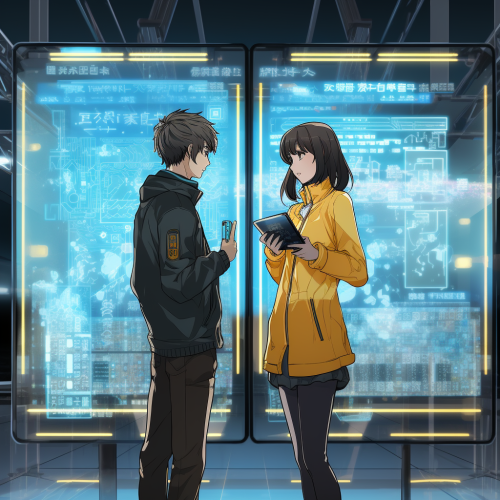 Man and Woman in front of Live Streaming Screens