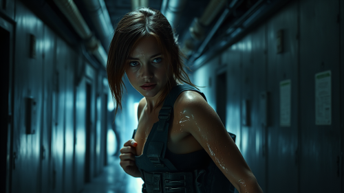 Marine Sneaks in Factory with Alien Lurking Behind