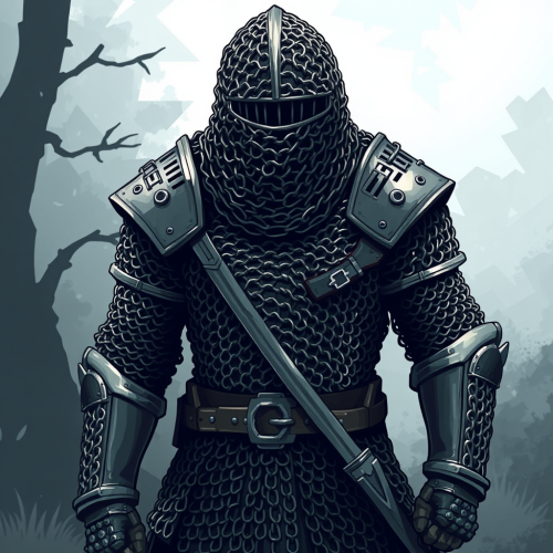 Medieval armor made of metal rings, drawing style.