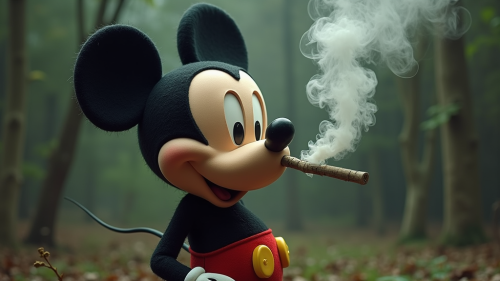 Mickey Mouse Enjoying a Weed Cigar
