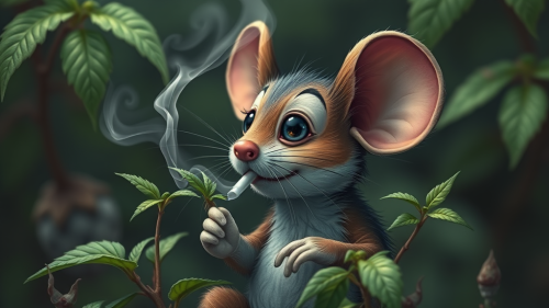 Mickey Mouse Using a Cannabis Pipe