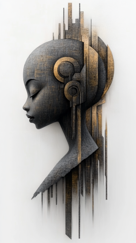 Minimal, esoteric goddess in James Jean style