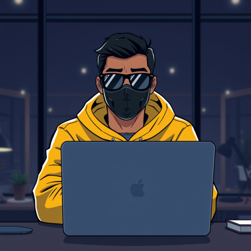 Minimalist Anime Businessman Working Late Night