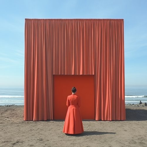 Minimalist Beach Popup in Pink Tones, Full Length