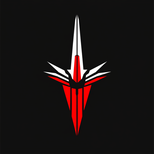 Minimalist Sci-Fi Military Logo in Black, Red & White