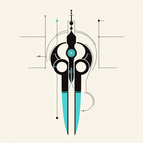 Minimalist vector illustration of blue and black hair scissors