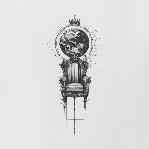 Minimalistic Tattoo Sketch: Earth View from Heaven's Throne 