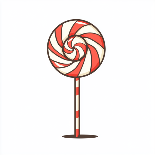 Minimalistic cartoon Christmas lolly in muted colors on white.