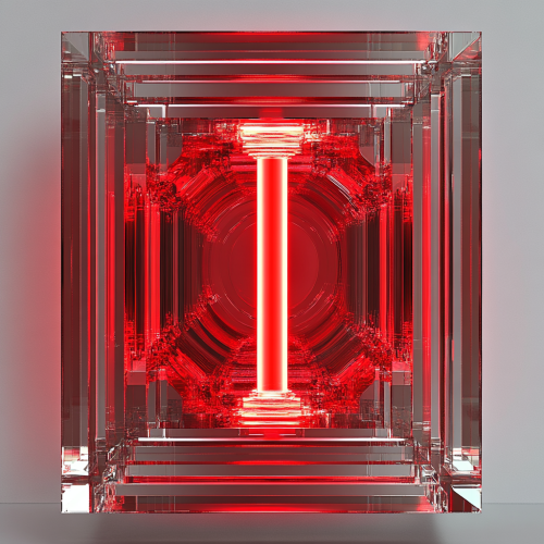 Mirrored glass sculpture with red neon tube - A Stunning Visual Treat