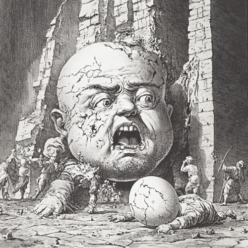 Mister Nimbus and Humpty Dumpty lie shattered.