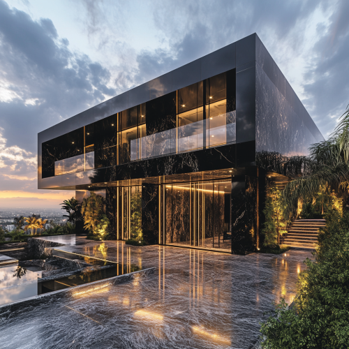 Modern Hollywood Mansion with Infinity Pool and Lush Greenery