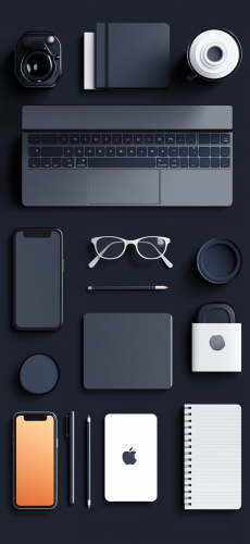 Modern Items on Dark Gray Background Flat Lay