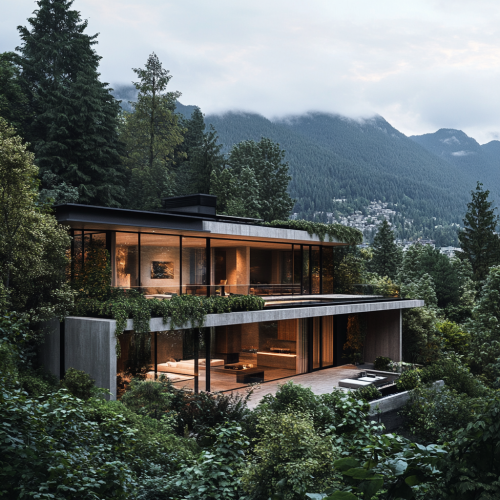 Modern North Vancouver Real Estate Property at Dusk