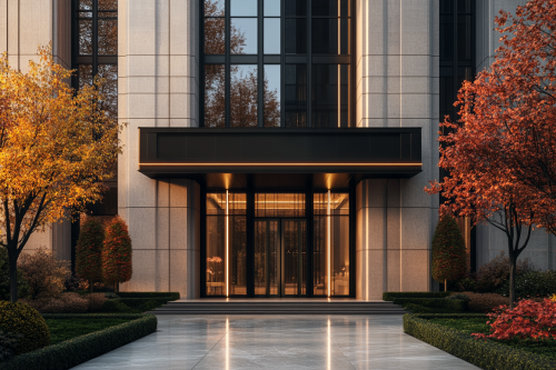 Modern apartment building in upscale city area