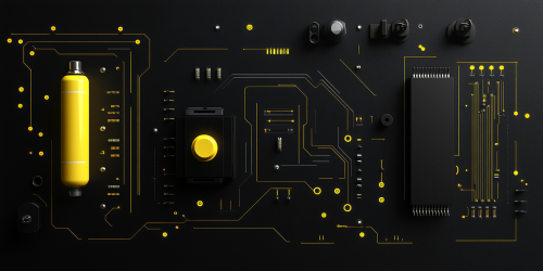Modern electrical circuit diagram with yellow bulb.