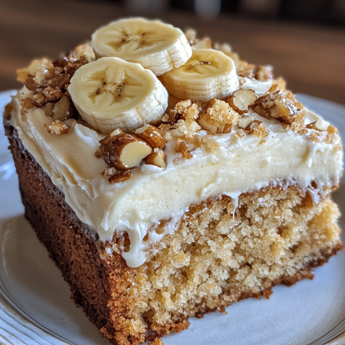 Moist Banana Bread Cake with Creamy Frosting