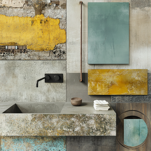 Moodboard of industrial buildings and railroad theme