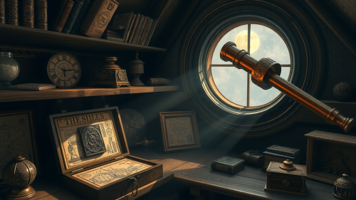 Moonlit Victorian Attic Containing Mysterious Artefacts