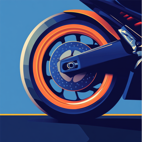 Motorcycle wheel on road