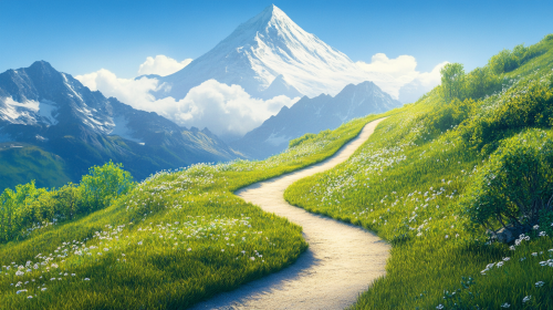 Mountain path leading to professional growth journey scenery
