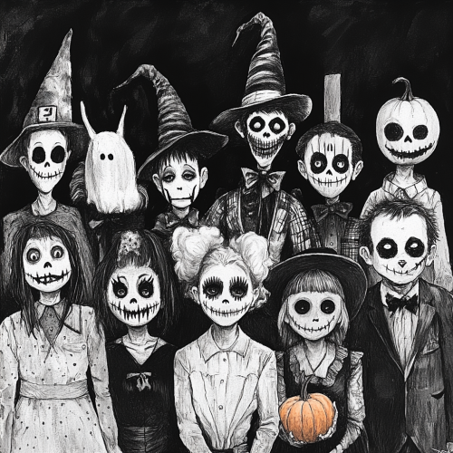 Mysterious Halloween Party with Spooky Characters