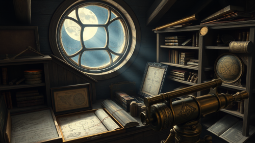 Mysterious Victorian Attic in Moody Moonlight