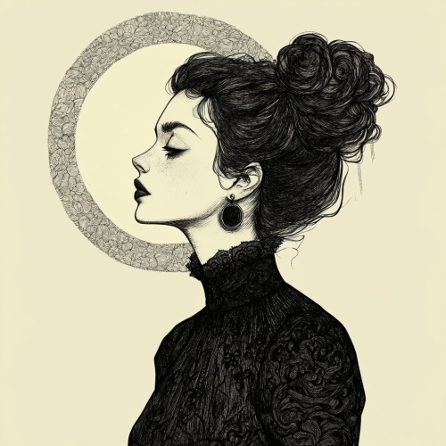 Mysterious Woman in Edward Gorey Style Illustration