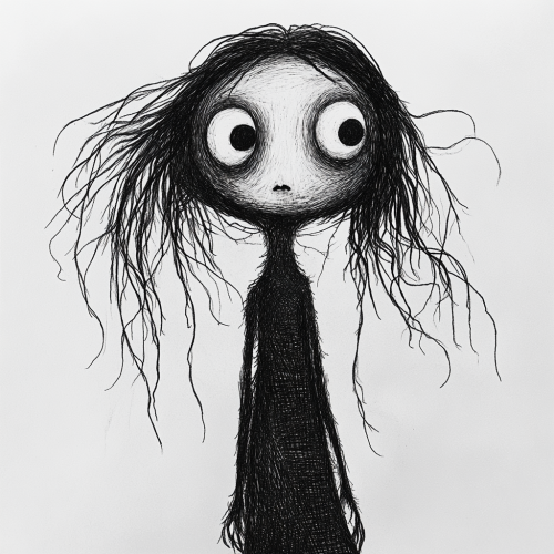 Mysterious doll-like figure in a Gothic setting