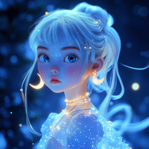 Mystical Futuristic Young Girl in Whimsical Dreamland Mystical Futuristic Young Girl in Whimsical Dreamland