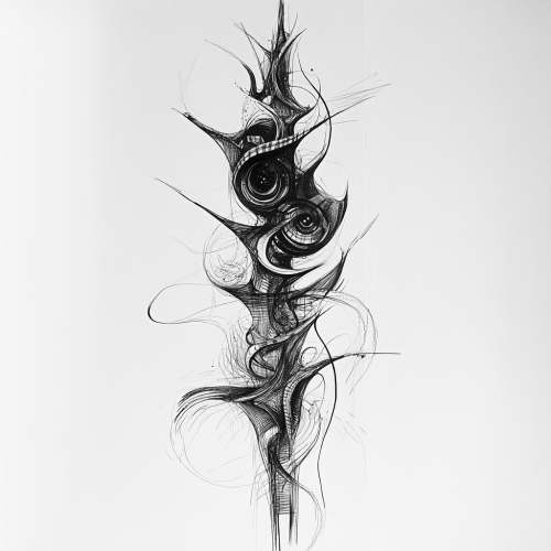 Mystical Totem: Abstract Artwork in Ink