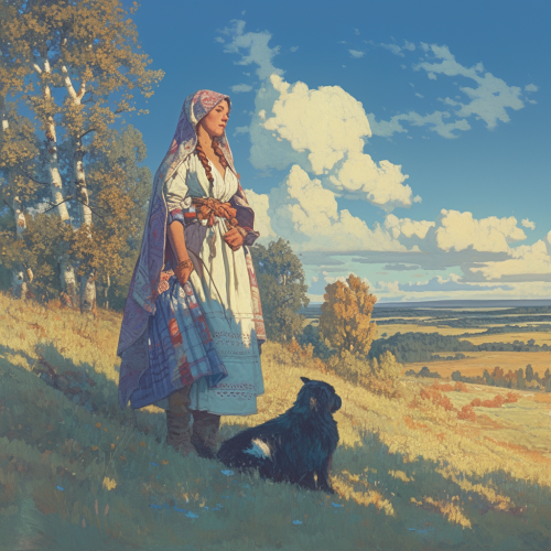 Mystical illustration by Ivan Bilibin, with wolf and boy. Mystical illustration by Ivan Bilibin, with wolf and boy.