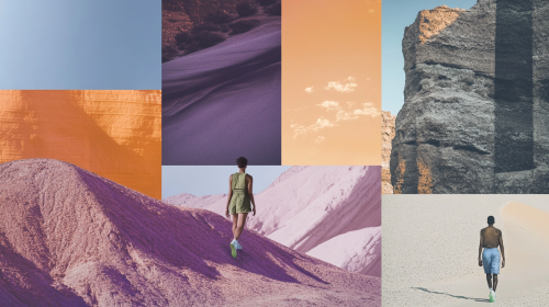 Nature Landscape with Dark Purple and Lime Accents