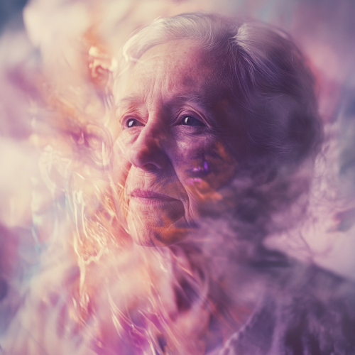 Dementia Patient in Surreal, Dreamlike Memory Landscape