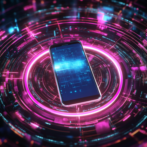 Neon-Lit Smartphone in Cyberpunk Interface