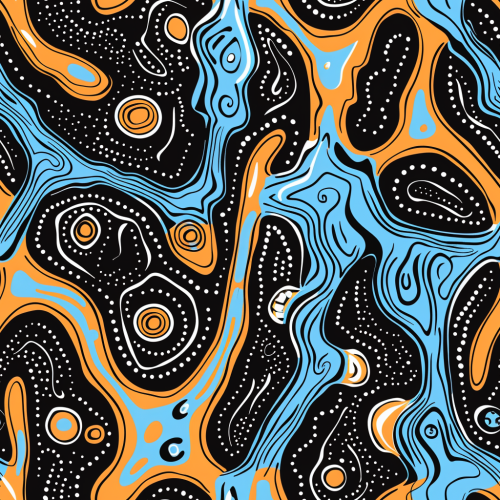 Neuron axon growth patterns on futuristic circuit boards.