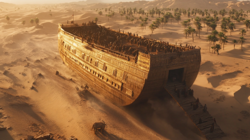 Noah and His Family Enter the Enormous Ark