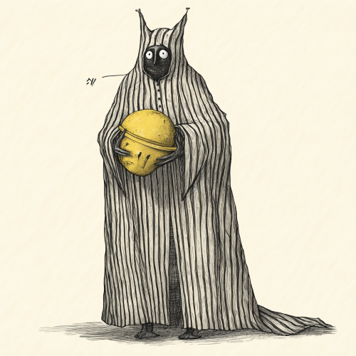 Odd figure in long robe, emotionless and eerie. Odd figure in long robe, emotionless and eerie.