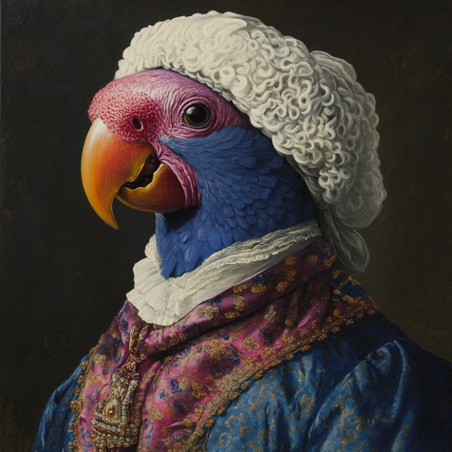Oil painting portrait of human with parrot head