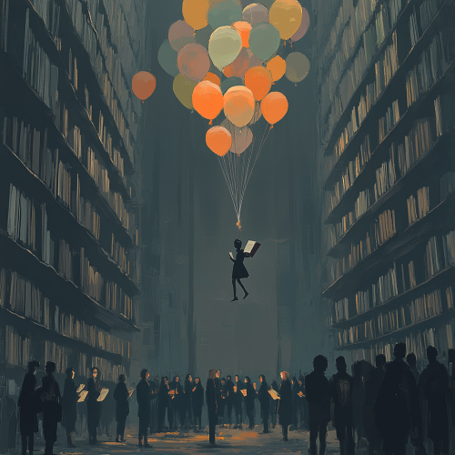 One happy student stands out among miserable crowd.