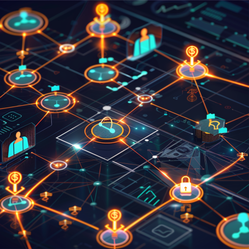 Optimized team with highlighted members, decreasing churn rate graph. Optimized team with highlighted members, decreasing churn rate graph.