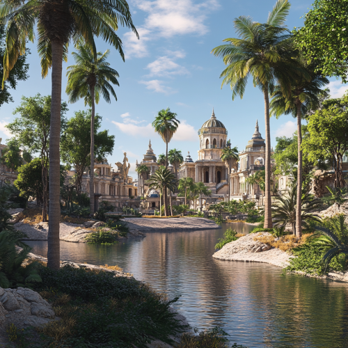 Outdoor park with palm trees, historical, empty, well-designed island. Outdoor park with palm trees, historical, empty, well-designed island.