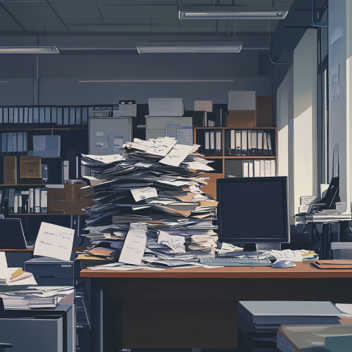 Overwhelming Office Work Desk - AI Image