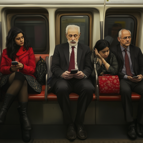 Passengers on the Bakerloo Line tube commuting together