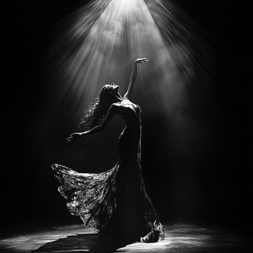 Passionate flamenco dancer in dramatic spotlight pose.