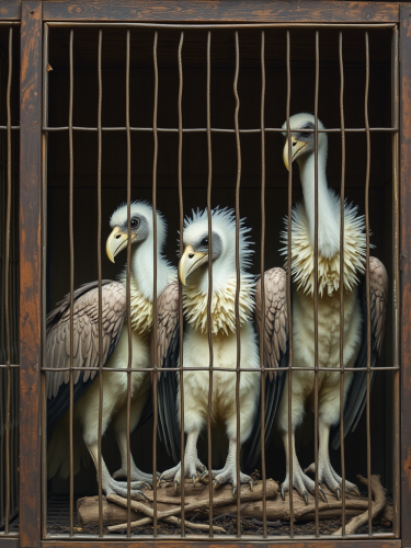 Paul Wunderlich's Three Caged Vultures Artwork