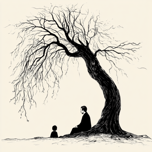 Peaceful Sage and Child Under Ancient Tree