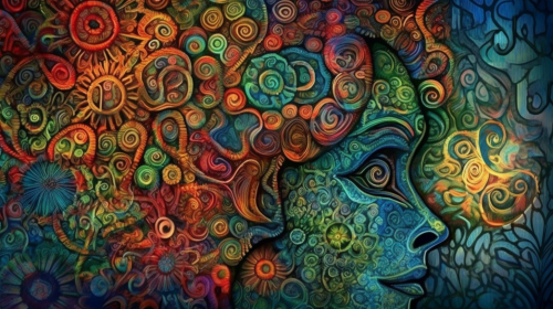 People connected by wires with colorful minds intertwining