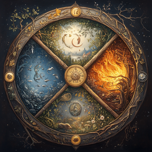 Personalized wheel with jungle, fire, and ice segments.