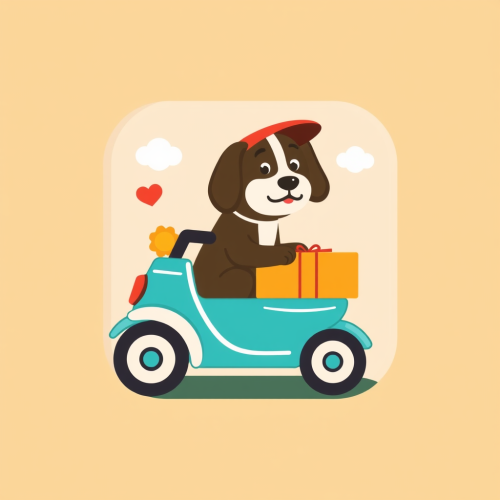 Pet Food Delivery App Icon in Flat Style